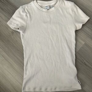 Cream Ribbed T-Shirt TNA Aritzia
